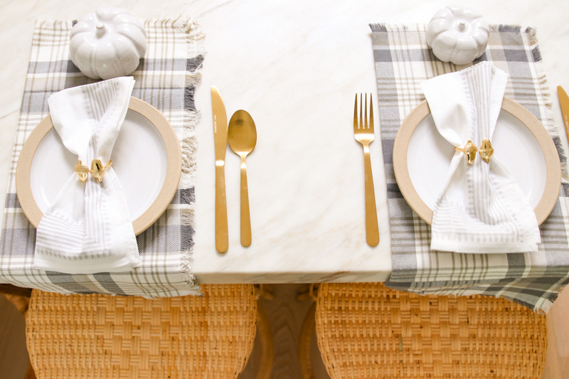 fall place setting at kitchen counter