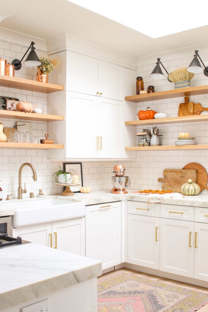 Kitchen Shelf Styling Ideas For Fall - Modern Glam