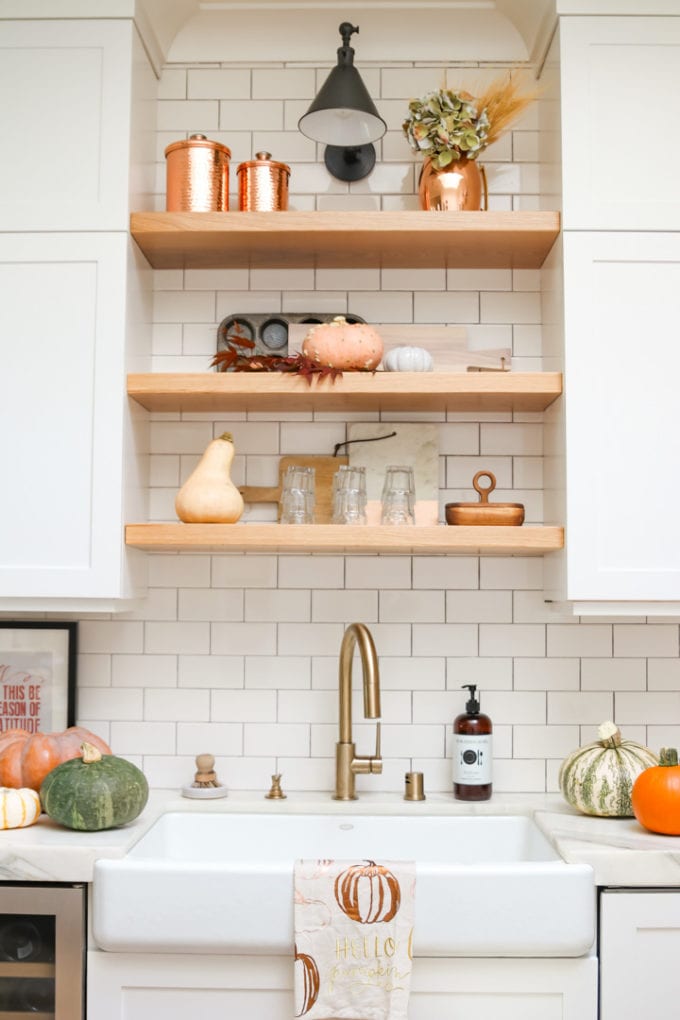 open shelving above sink