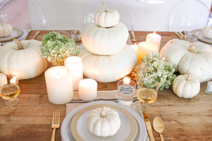 neutral thanksgiving table setting