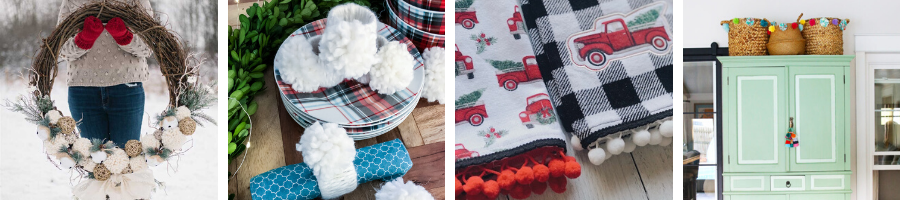 Pom Pom towels, wreaths, napkin holders for blogger tour.