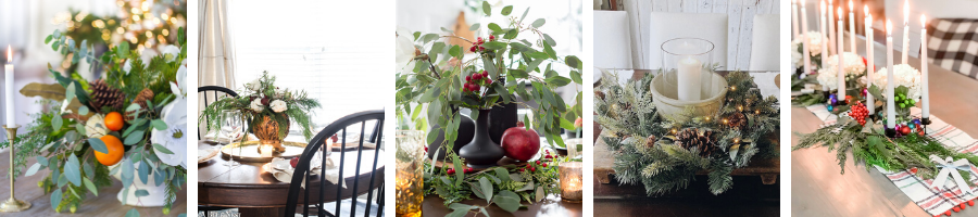 Christmas table centrepieces.