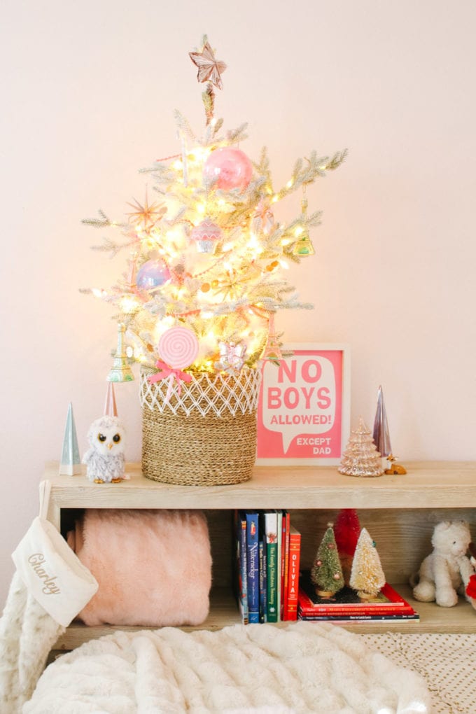 pink christmas tree for kids