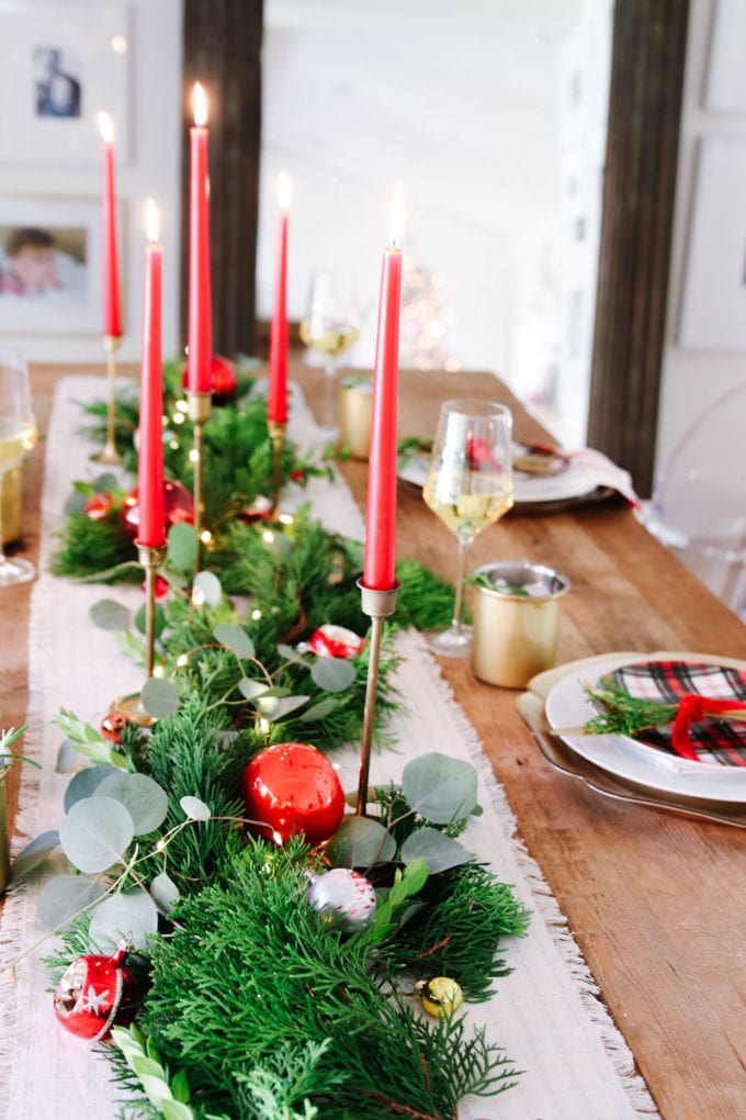 vintage ornaments christmas table