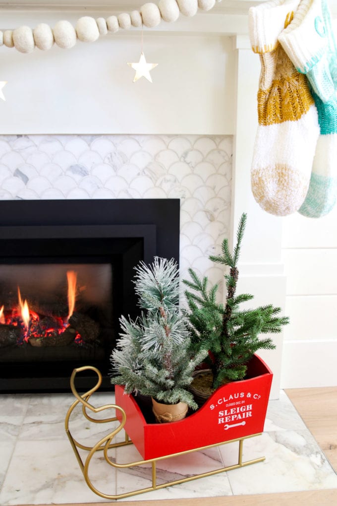 modern holiday mantel