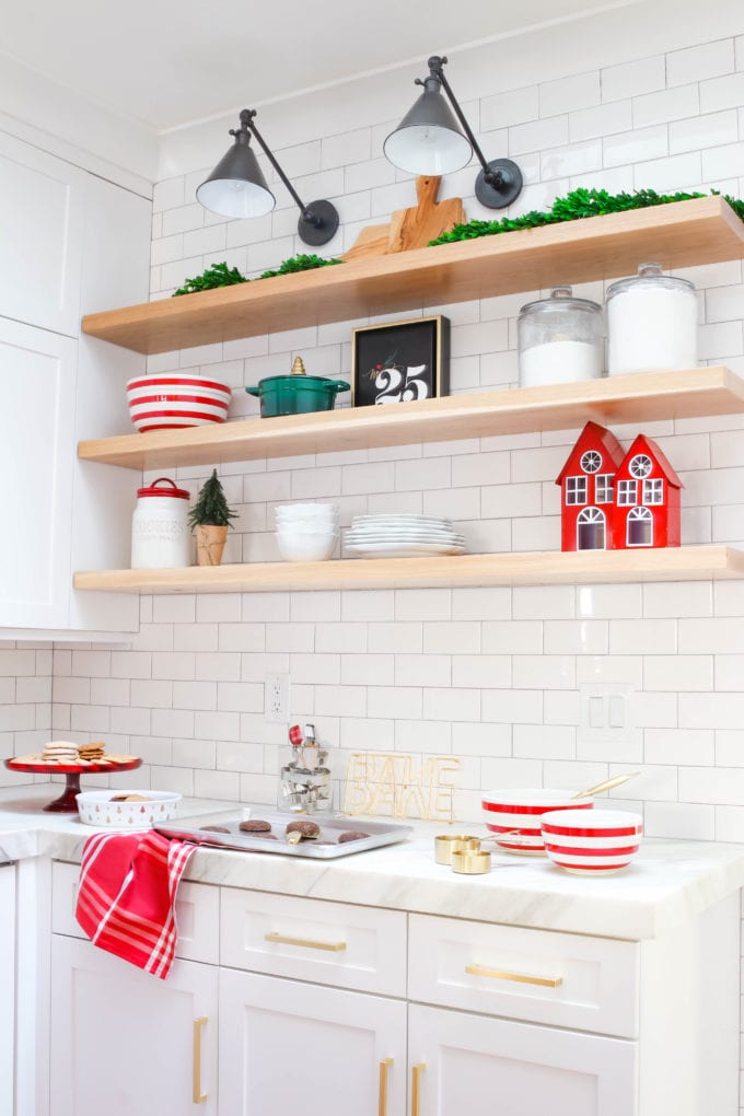 Decorating Shelves in a Farmhouse Kitchen