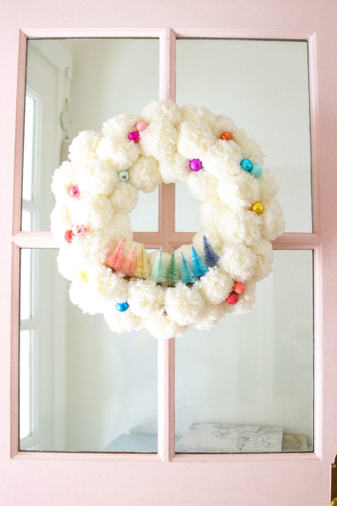 colorful bottle brush christmas wreath