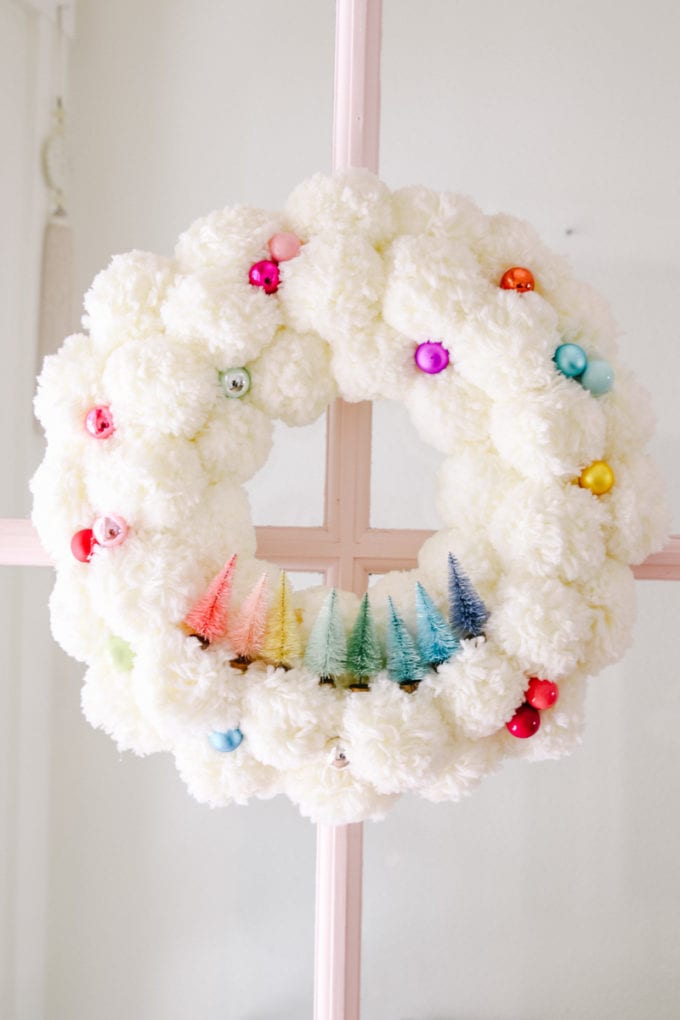 christmas wreath with pom poms