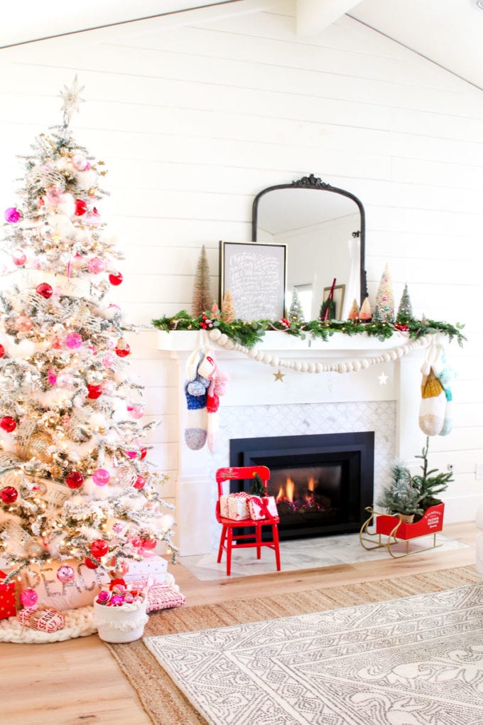 modern holiday mantel