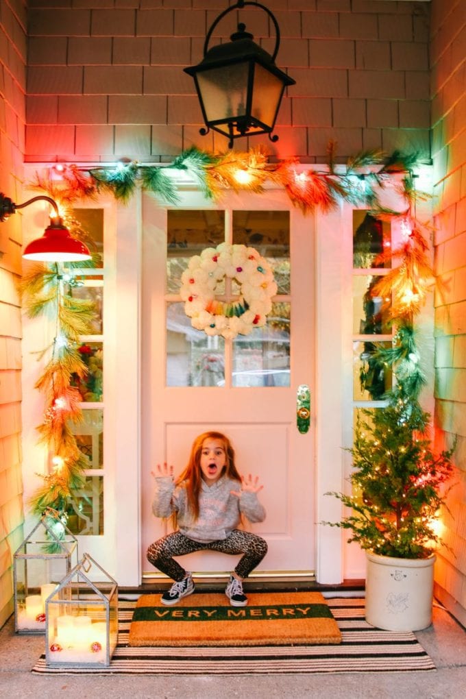 Colorful Farmhouse Christmas Porch - Modern Glam