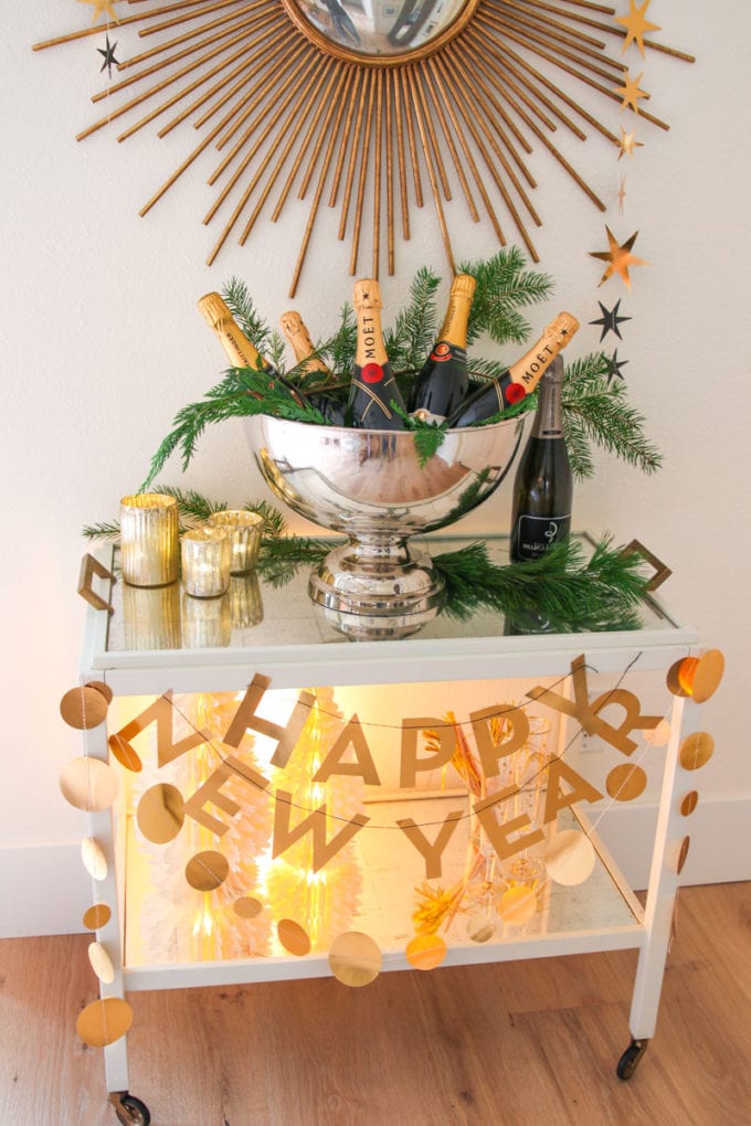 new year's eve bar cart