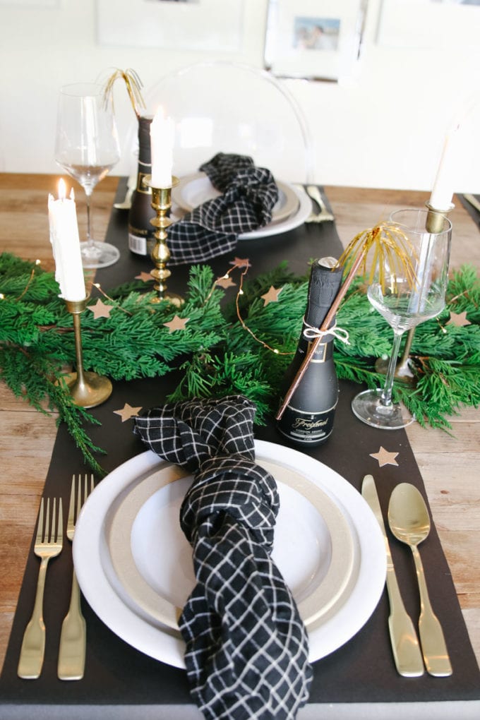 black and gold place setting 