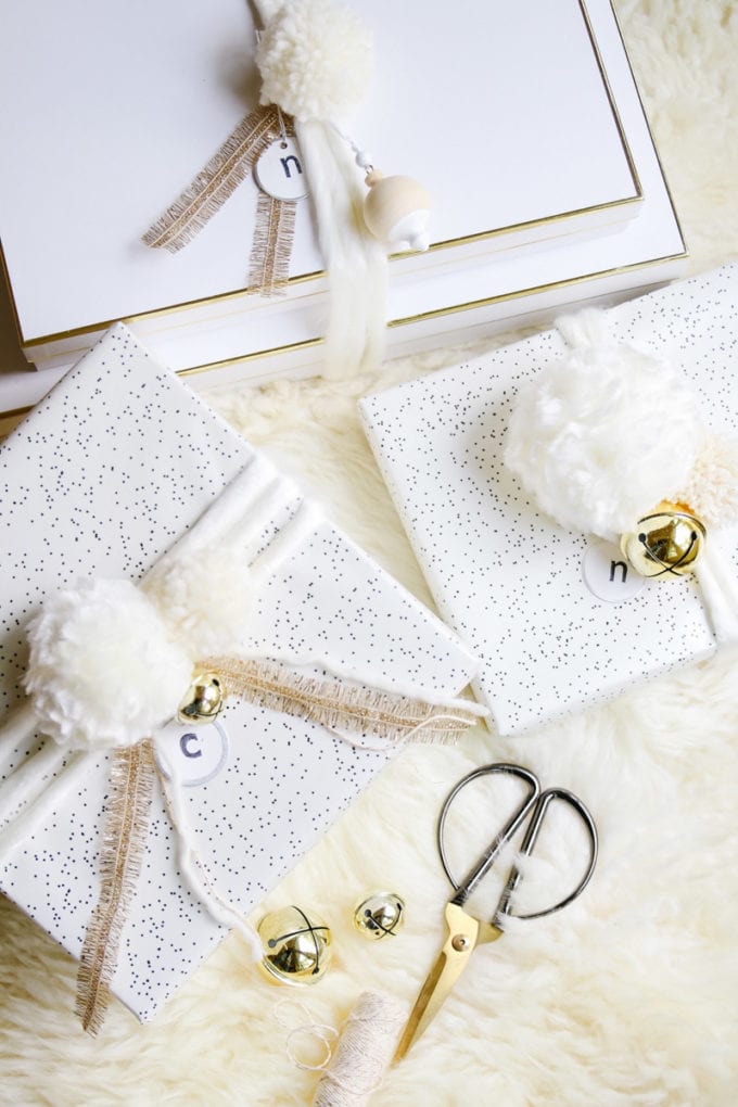 neutral holiday gift wrap