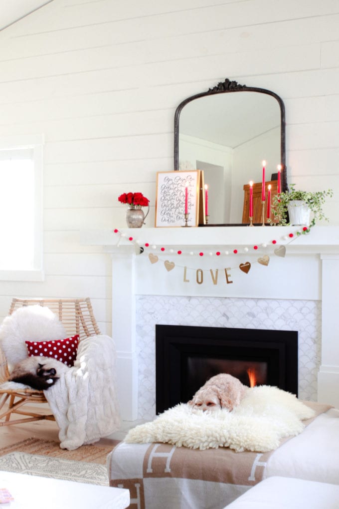 valentine's day mantel decor