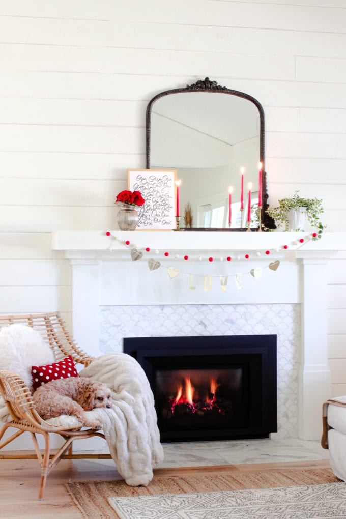 valentine's day mantel garland