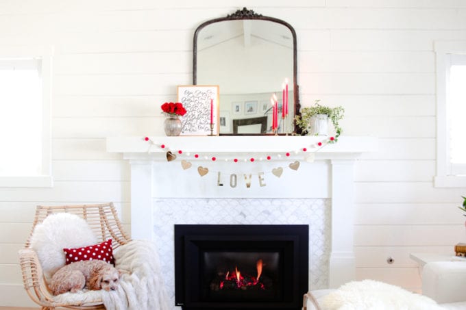 valentines day mantel decor