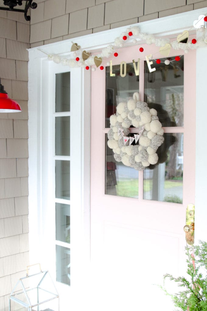 simple valentine's day porch decor for front door