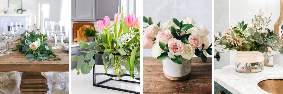 Flower arrangements on the table.