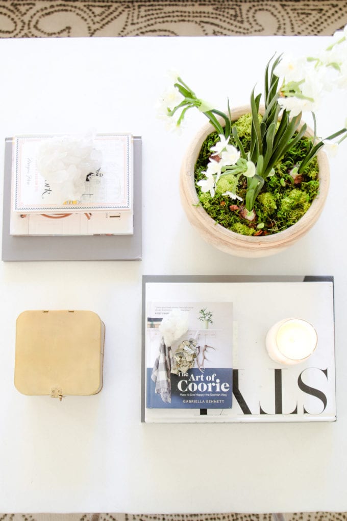 symmetrical coffee table styling