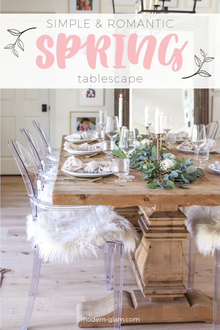 Simple table setting idea for spring. Create this rustic yet refined table for spring entertaining. Neutral table setting ideas via @modernglamhome