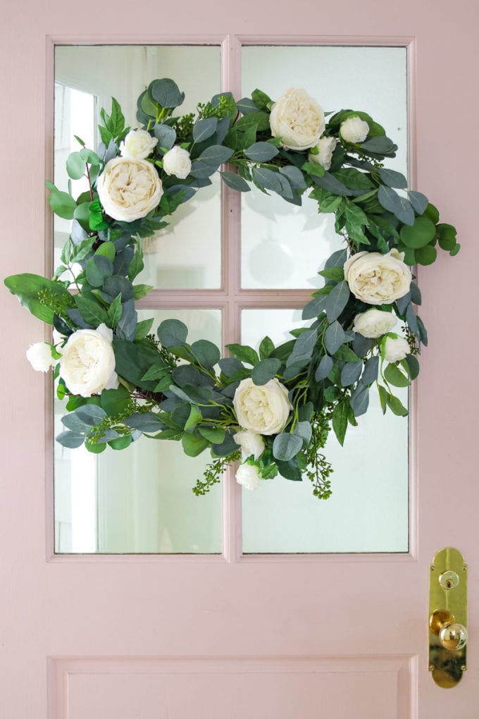 rose and eucalyptus wreath