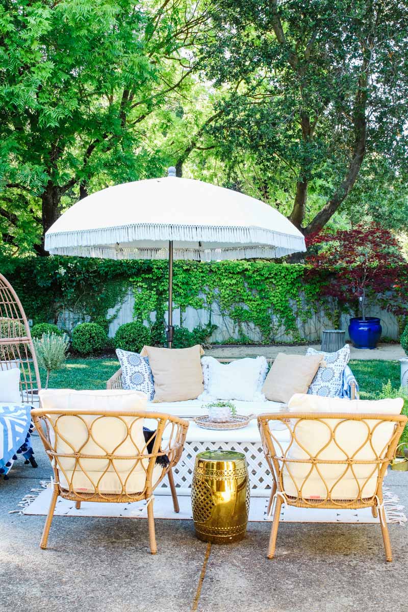 patio sitting area on Backyard Outdoor Living Room Tour Modern Glam