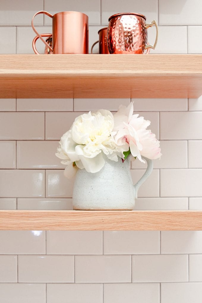 peonies in the kitchen