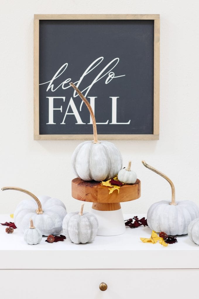 DIY Painted Pumpkins That Look Like Cement - Modern Glam - DIY