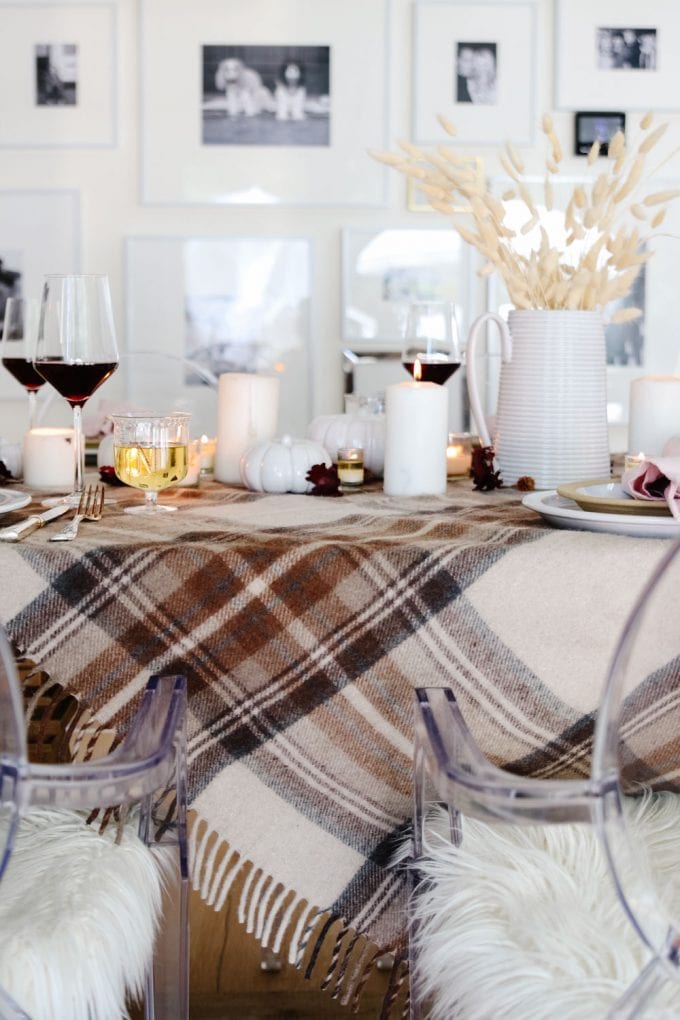 plaid and pink fall table