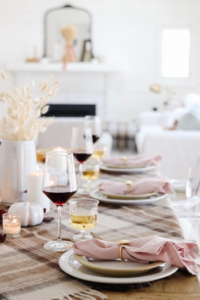 fall tablescape with plaid