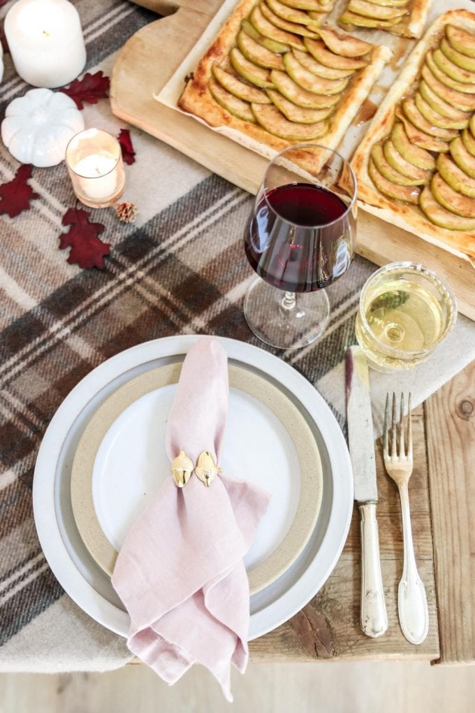 fall table with plaid