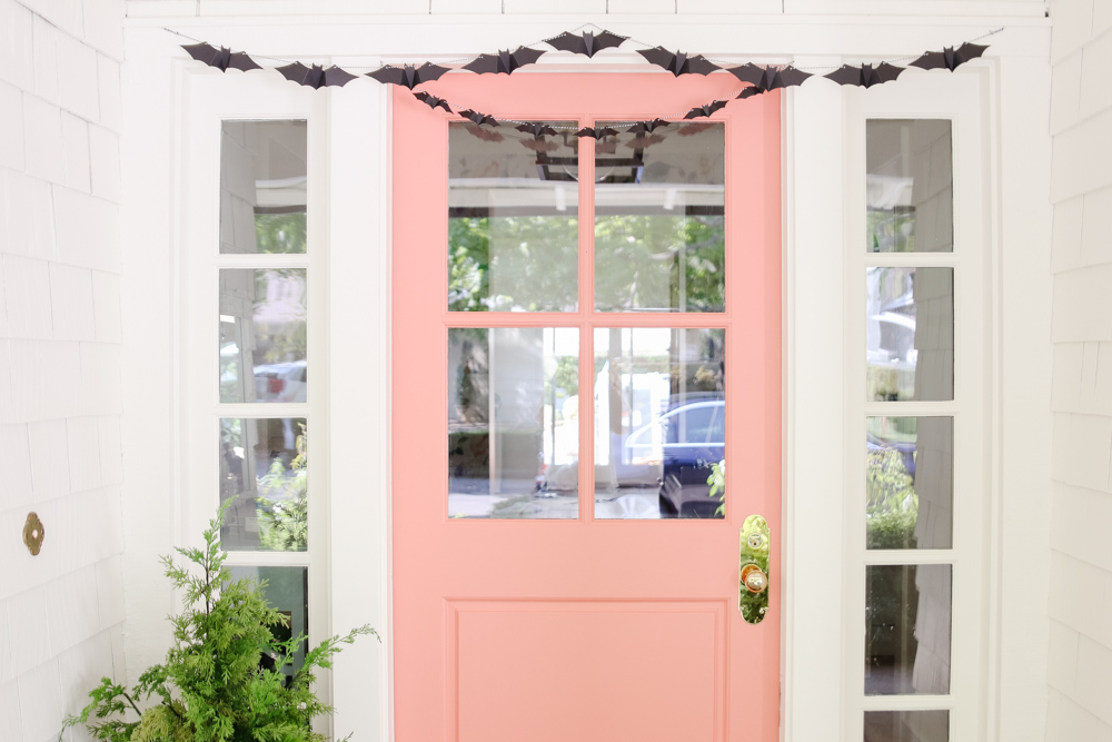 DIY Halloween Door Garland With Bats Modern Glam