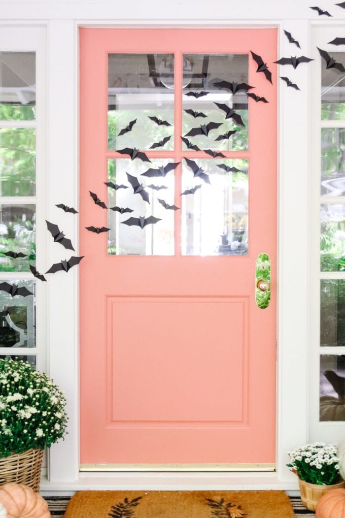 front door with flying bats