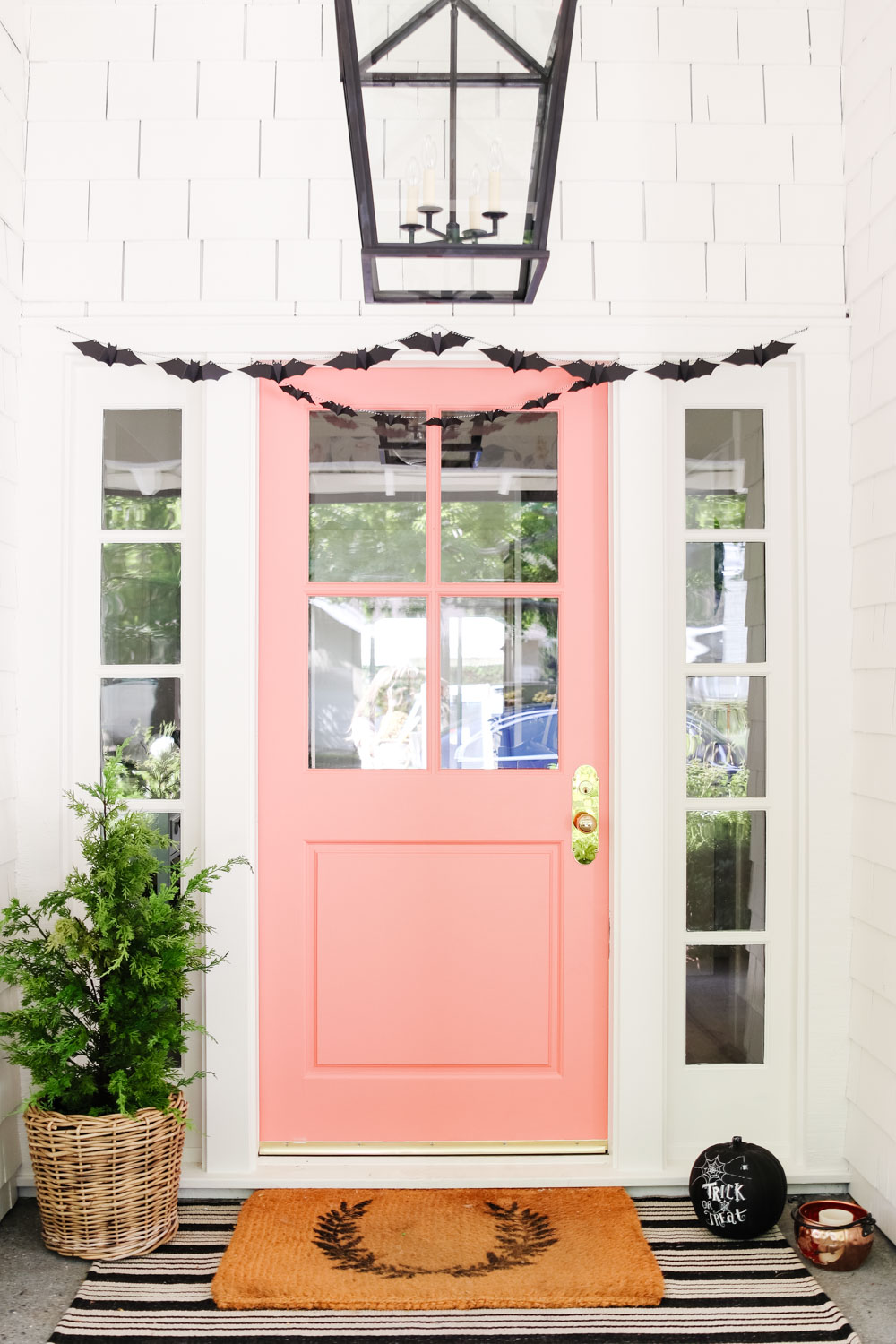 DIY Halloween Door Garland With Bats Modern Glam