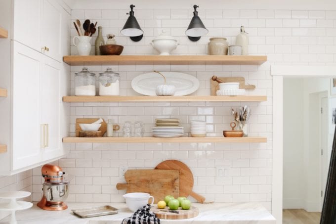 open shelving in the kitchen