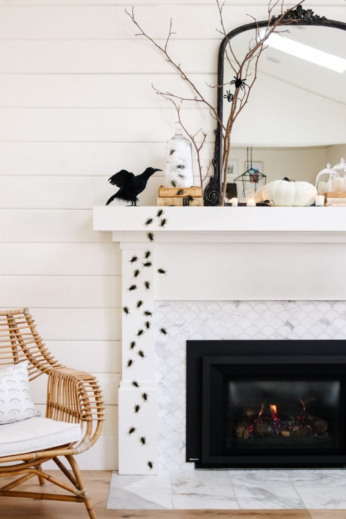 creepy halloween mantel idea