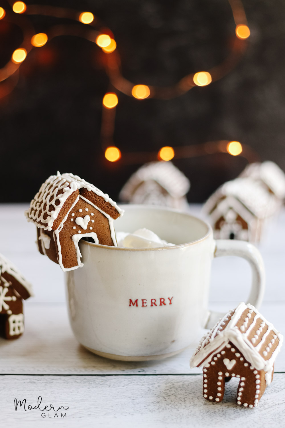 Mini Gingerbread House Mug Toppers Modern Glam