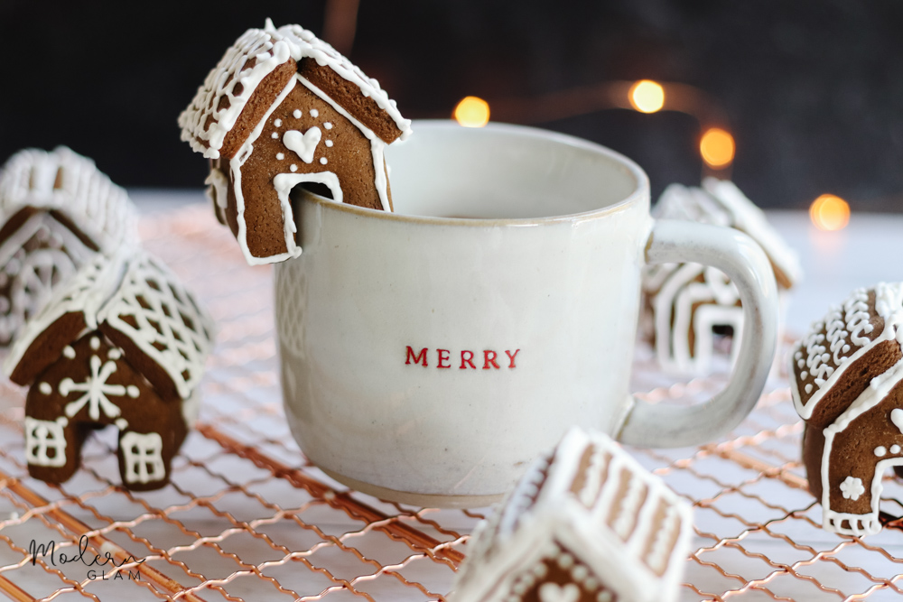Mini Gingerbread House Mug Toppers Modern Glam