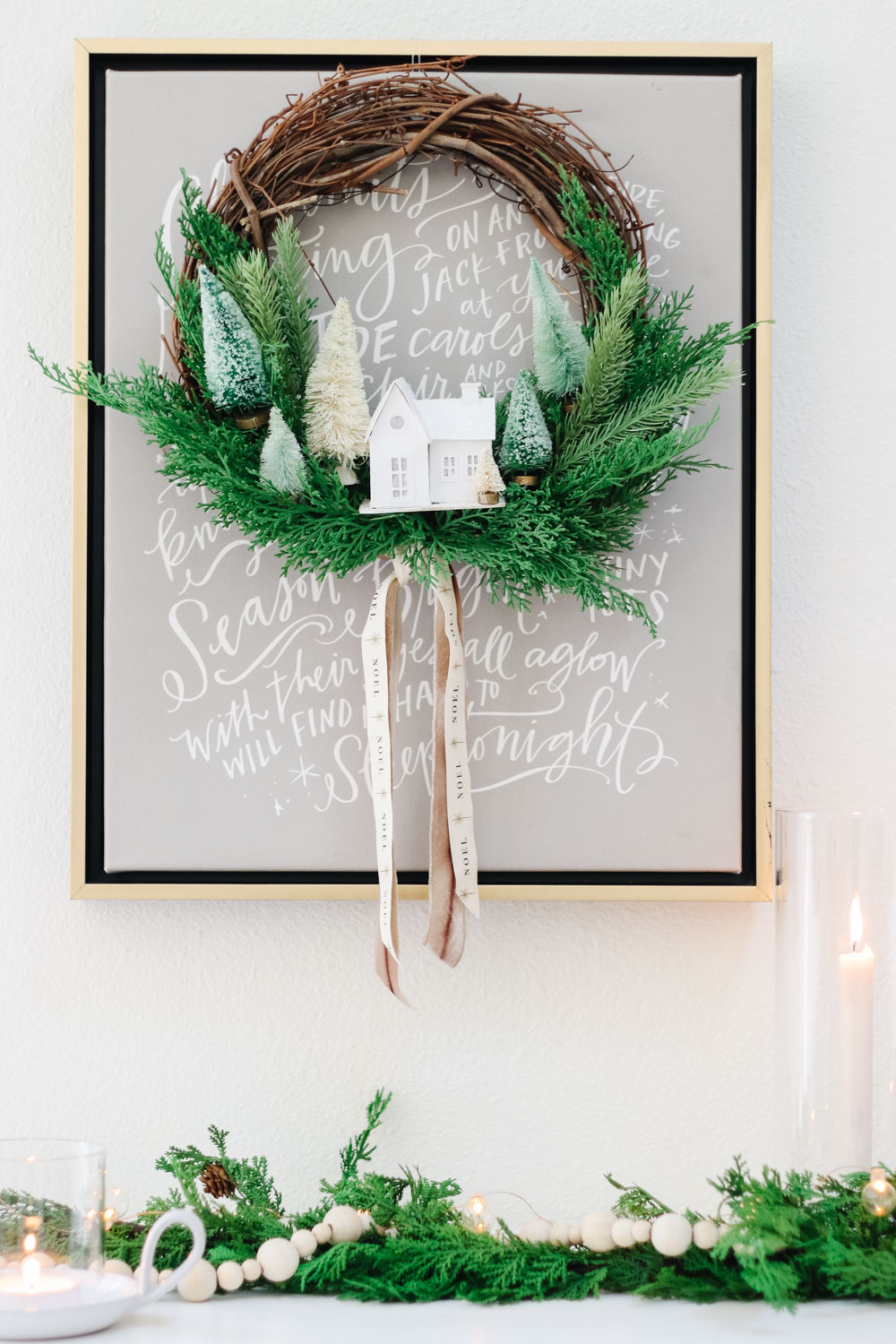 Make This Winter Village Wreath For The Holidays Modern Glam