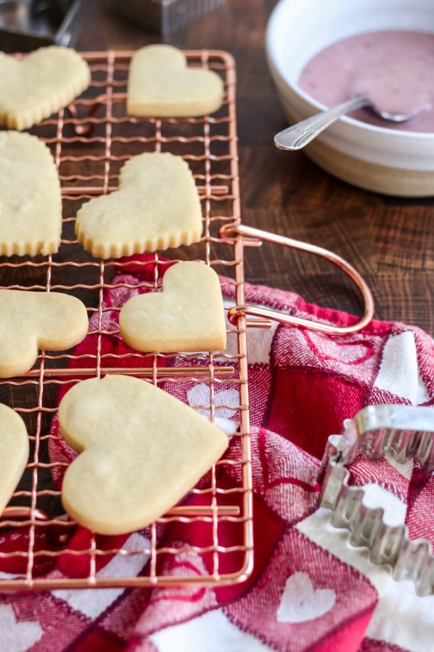 Shortbread Cutout Cookies with Raspberry Glaze Modern Glam