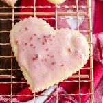 shortbread cutout cookies with raspberry glaze