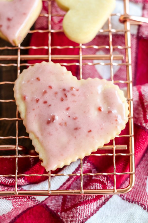 Shortbread Cutout Cookies with Raspberry Glaze Modern Glam