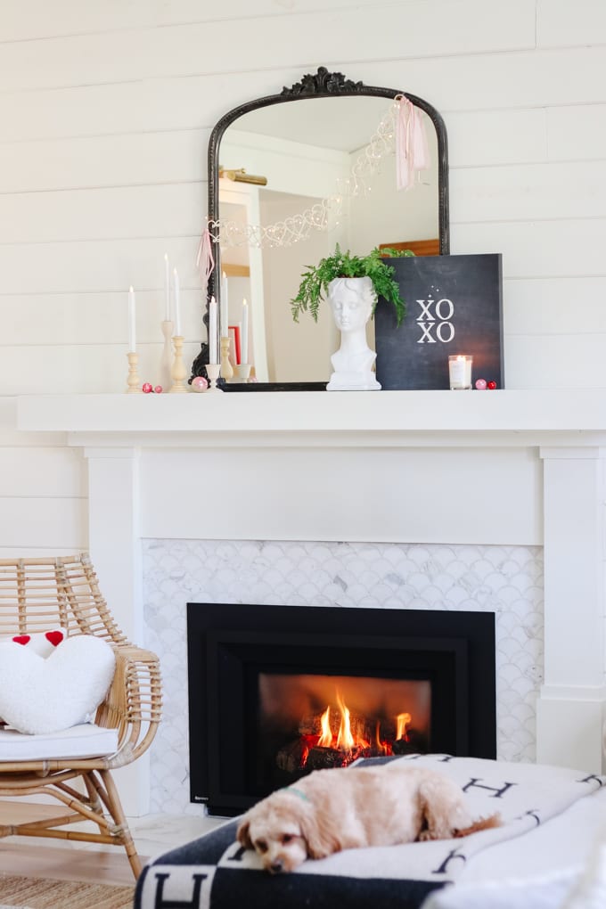 valentines day mantel styling