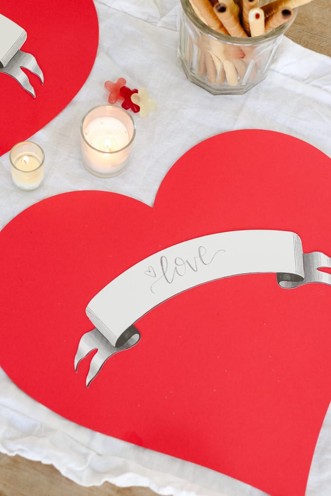 red heart placemats