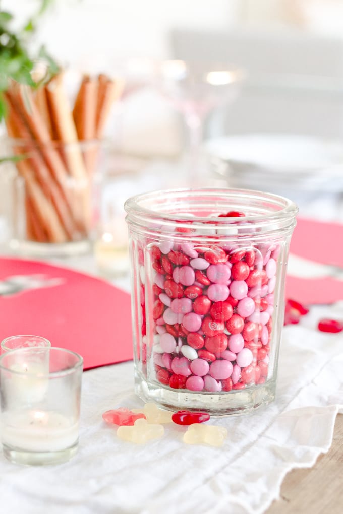 pink and red candy jars