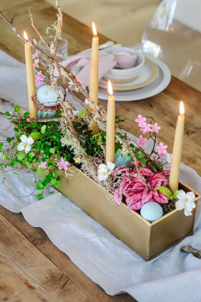 Table Decorations with Candles and Flowers - Happy Happy Nester