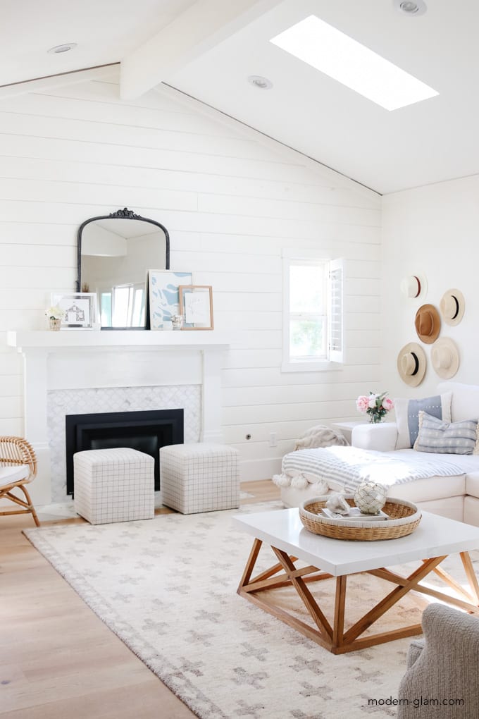 neutral living room with wood accents