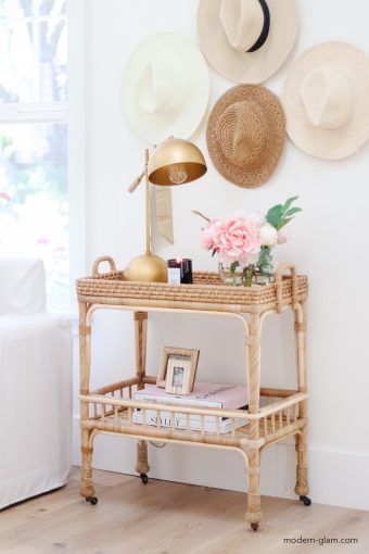 how to style a bar cart as a side table
