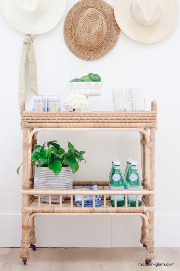 3 Ways To Style A Bar Cart Without Alcohol Modern Glam