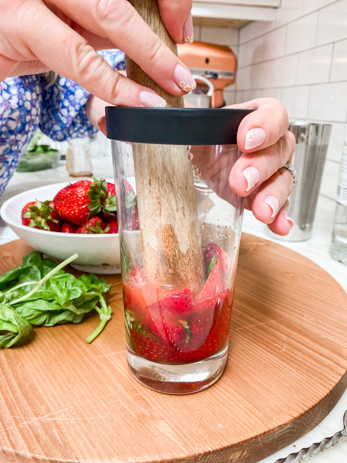 Muddled Strawberry Basil Cocktail with Vodka Modern Glam Recipes